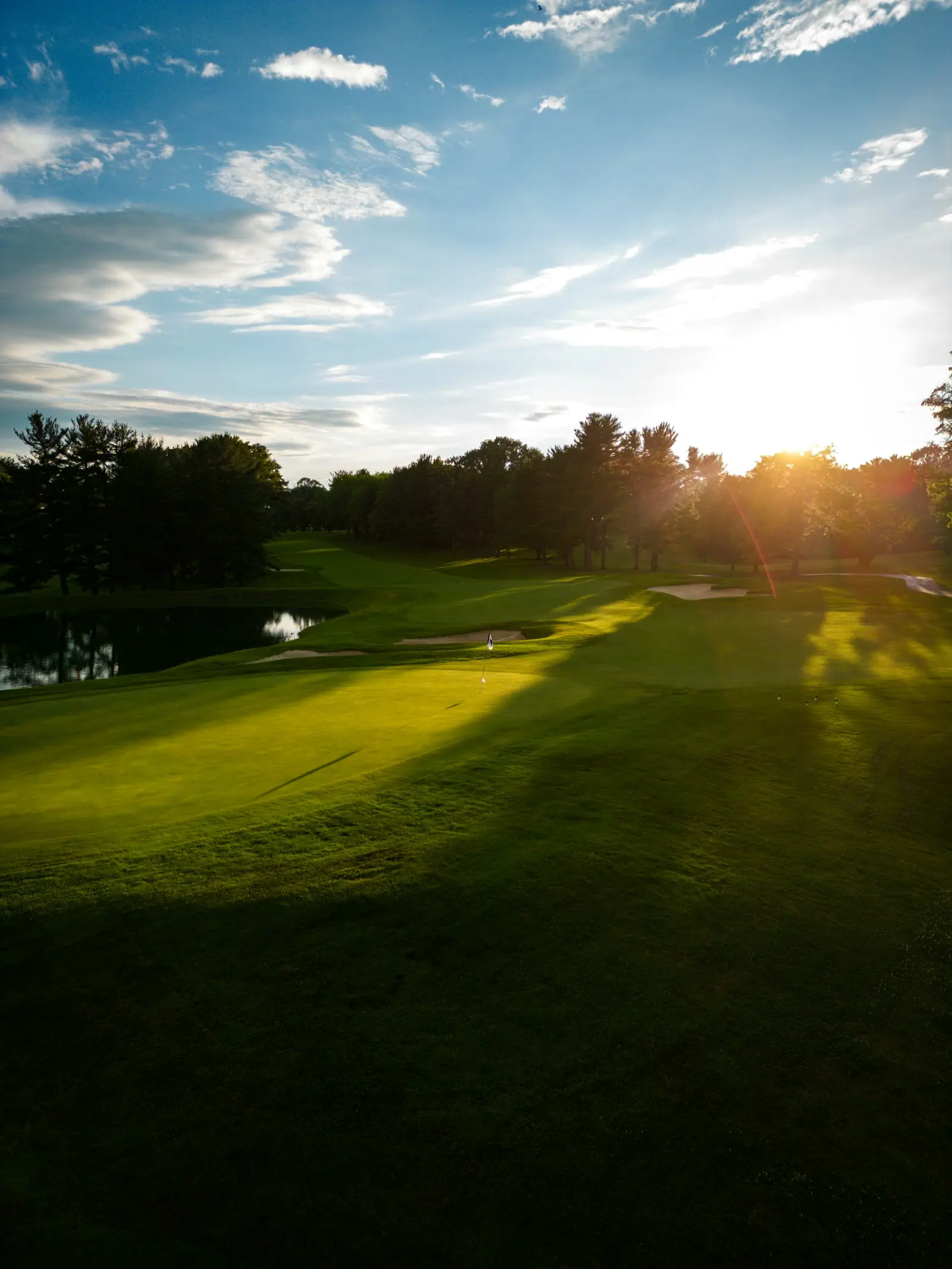 Golf fairway in late-afternoon light